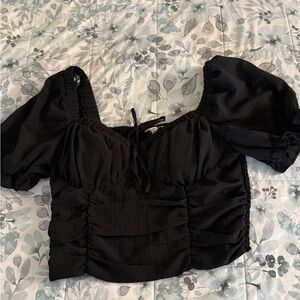 Fashion Nova Black Ruched Blouse